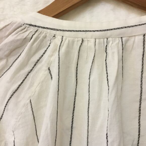 Joie White and Black Striped Peasant Tassel Top - Picture 12 of 15